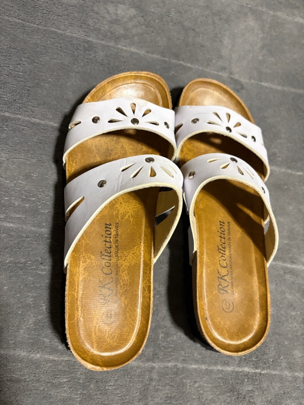 RK Collection White Women's Double Strap Slide Sandals